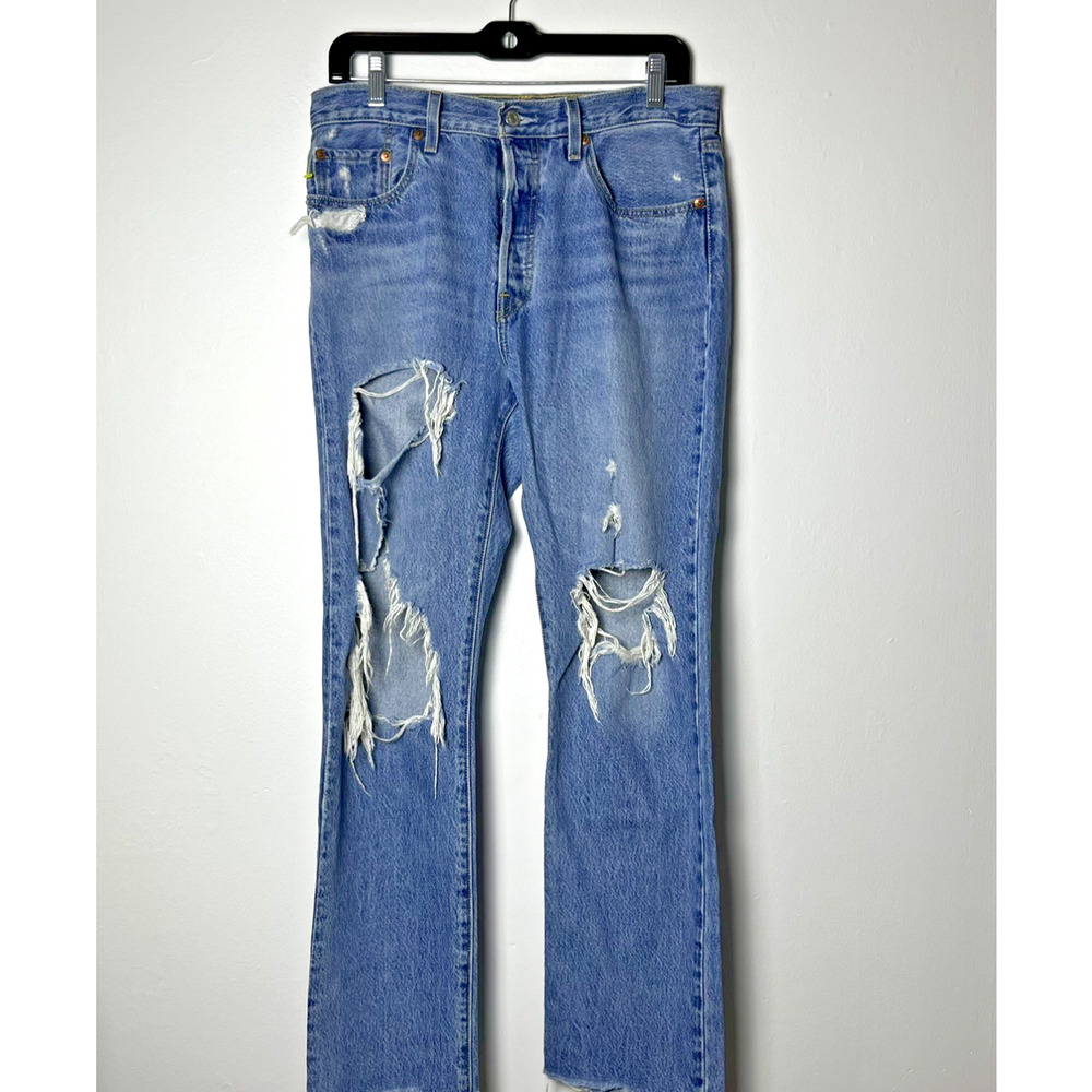 Big E Levi's 501 Thrashed Distressed Denim Jeans Button Fly 28x30